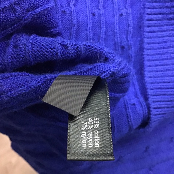 THE LIMITED Navy Crewneck Cable-knit Sweater M - Picture 4 of 6